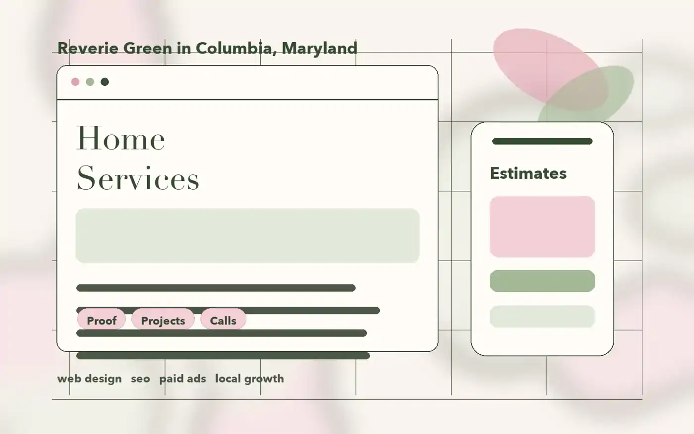 Columbia Maryland home service website concept with project proof and estimate request details