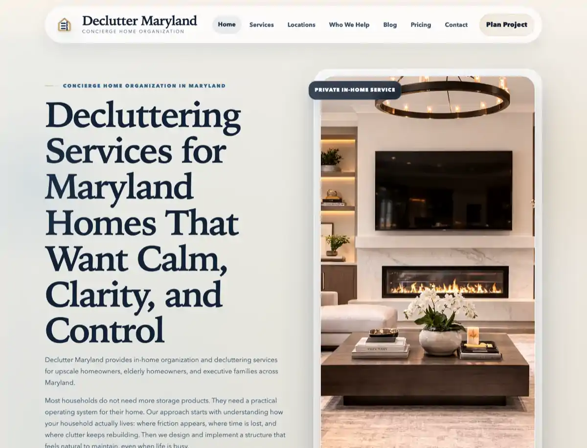 Homepage screenshot preview in a Reverie Green web design composition