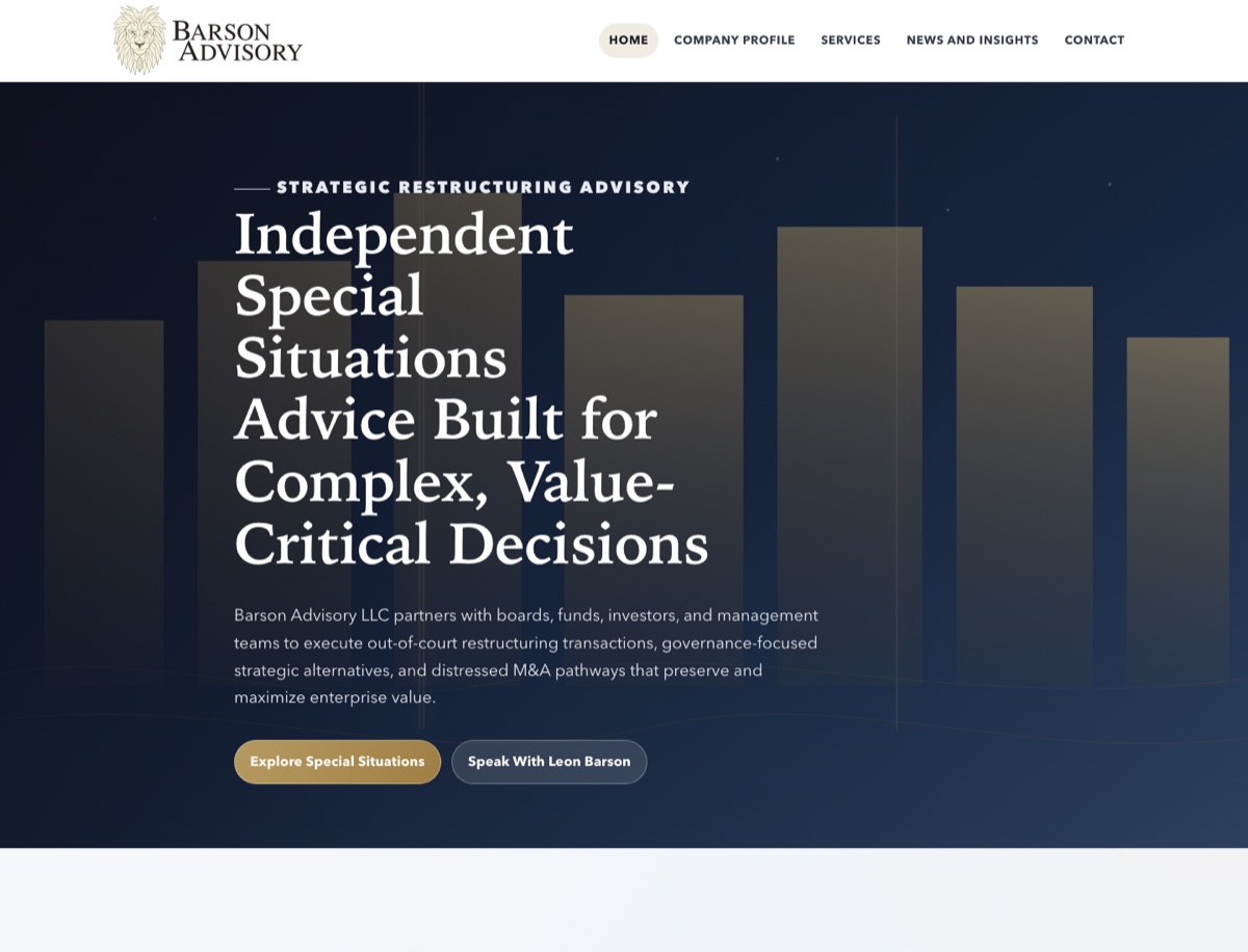 Homepage screenshot of Barson Advisory